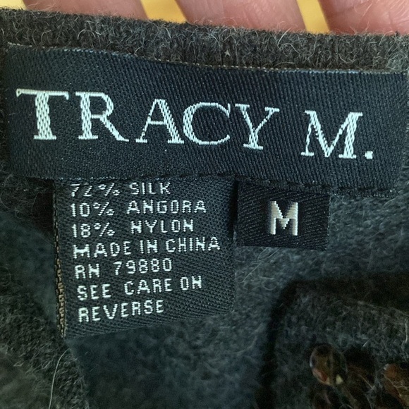 Silk Angora sweater Women’s M Sequins Festive Grey V neck Warm Winter festive - Picture 10 of 11